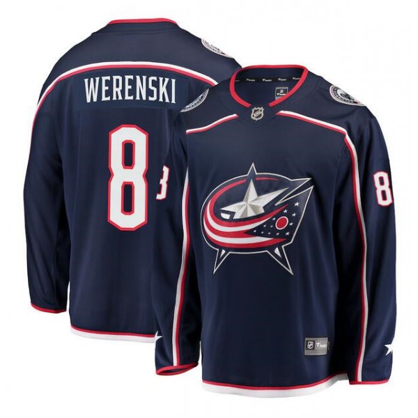 Columbus Blue Jackets #8 Zach Werenski Navy Stitched Jersey