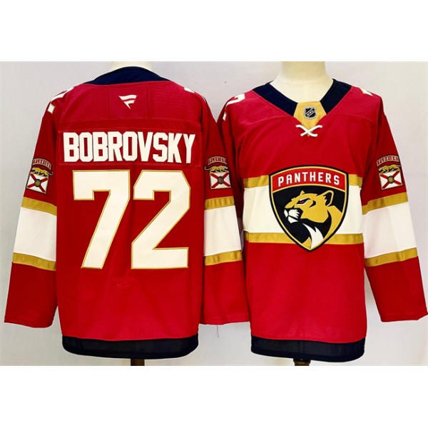 Florida Panthers #72 Sergei Bobrovsky Red 2024-25 Home Stitched Jersey