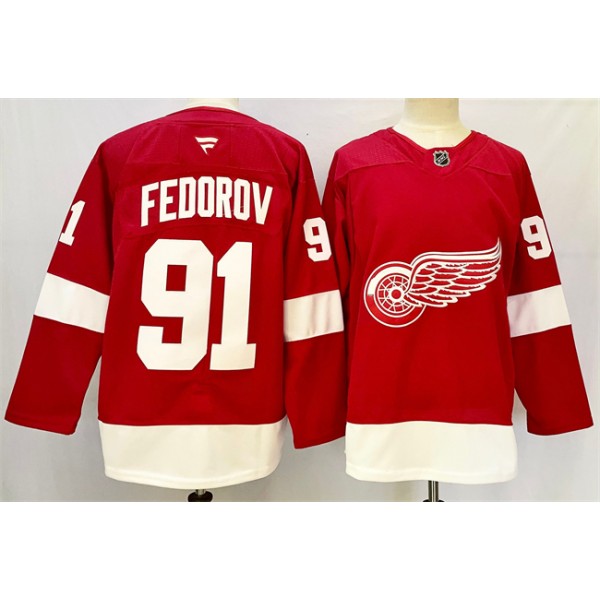 Detroit Red Wings #91 Sergei Fedorov Red 2024-25 Home Stitched Jersey