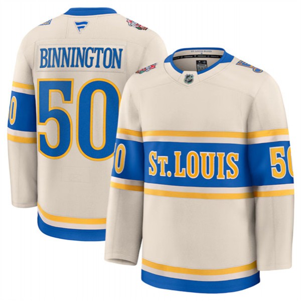 St. Louis Blues #50 Jordan Binnington Cream 2024-25 Winter Classic Stitched Jersey