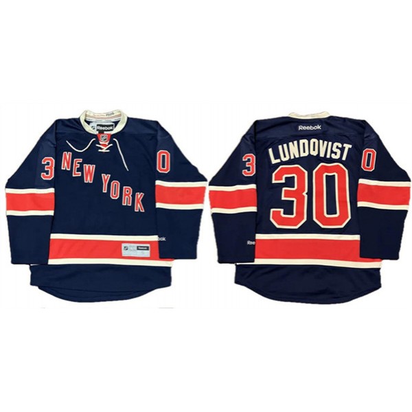 New York Rangers #30 Henrik Lundqvist Navy Stitched Jersey