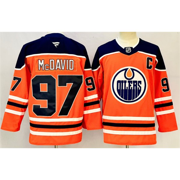 Edmonton Oilers #97 Connor McDavid Orange 2024-25 With C Patch Heritage Classic Primegreen Stitched Jersey