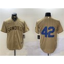 San Diego Padres #42 Jackie Robinson Tan Cool Base Stitched Jersey