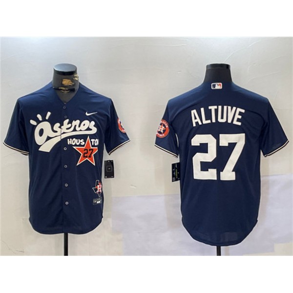 Houston Astros #27 Jose Altuve Navy Cactus Jack Style Vapor Premier Limited Stitched Jersey