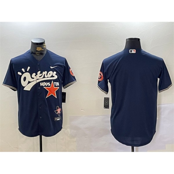Houston Astros Blank Navy Cactus Jack Style Vapor Premier Limited Stitched Jersey