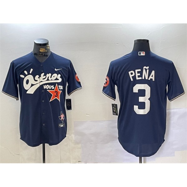 Houston Astros #3 Jeremy Peña Navy Cactus Jack Style Vapor Premier Limited Stitched Jersey