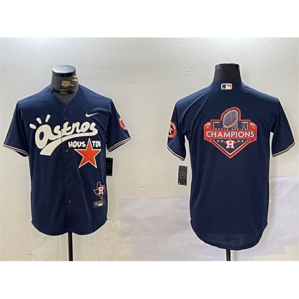 Houston Astros Navy Team Big Logo Cactus Jack Style Vapor Premier Limited Stitched Jersey