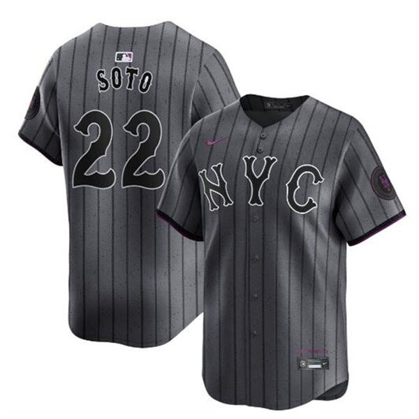 New York Mets #22 Juan Soto Gray 2024 City Connect Cool Base Stitched Jersey