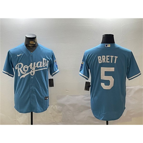 Kansas City Royals #5 George Brett Blue Cool Base Stitched Jersey