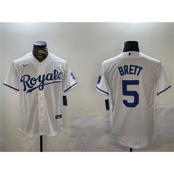Kansas City Royals #5 George Brett White Cool Base Stitched Jersey