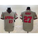 Los Angeles Angels #27 Mike Trout Gray With Patch Stitched Jersey