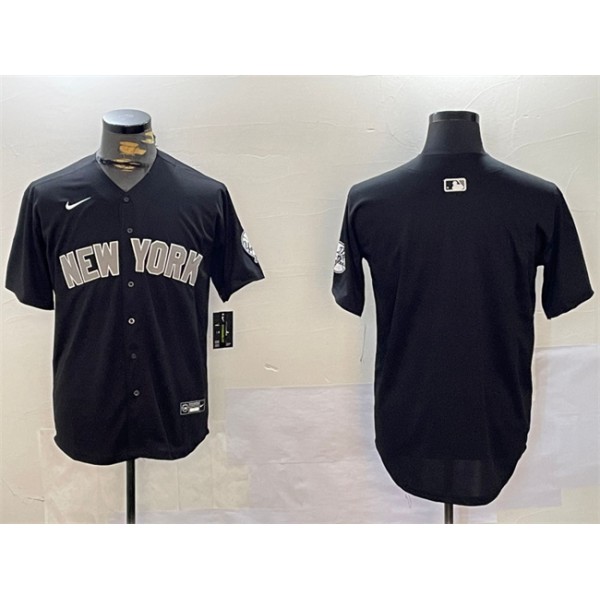 New York Yankees Blank Black With Patch Limited Stitched Jersey
