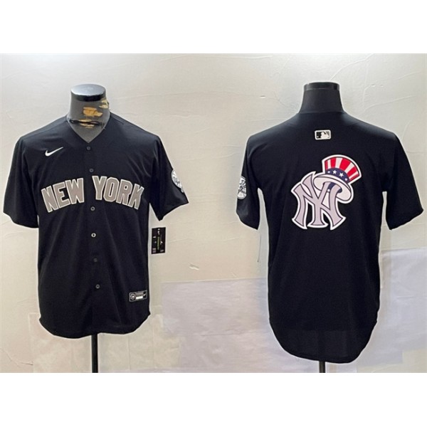 New York Yankees Team Big Logo Black With Patch Limited Stitched Jersey