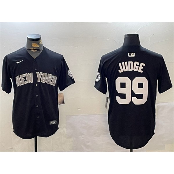 New York Yankees #99 Aaron Judge Black With Patch Limited Stitched Jersey