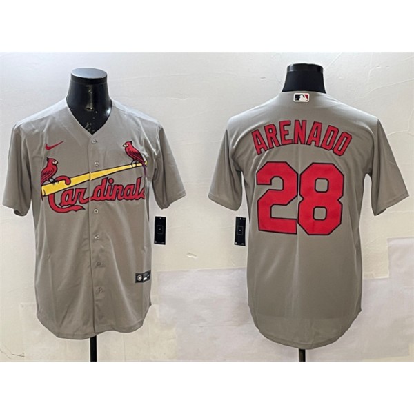 St. Louis Cardinals #28 Nolan Arenado Gray Cool Base Stitched Jersey