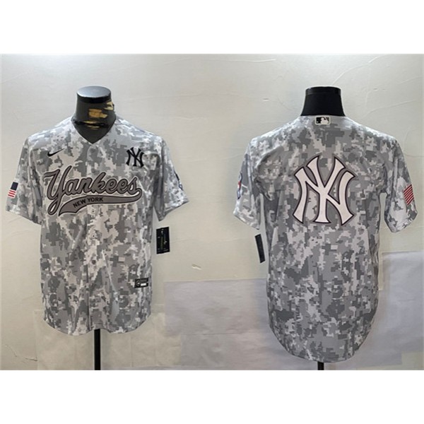 New York Yankees Team Big Logo 2024 Arctic Camo Stitched Jersey