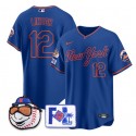 New York Mets #12 Francisco Lindor Blue Road 2025 Spring Training Stitched Jersey