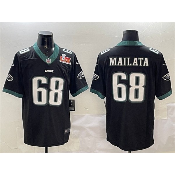 Philadelphia Eagles #68 Jordan Mailata Black 2025 Super Bowl LIX Patch Vapor Untouchable Limited Stitched Jersey