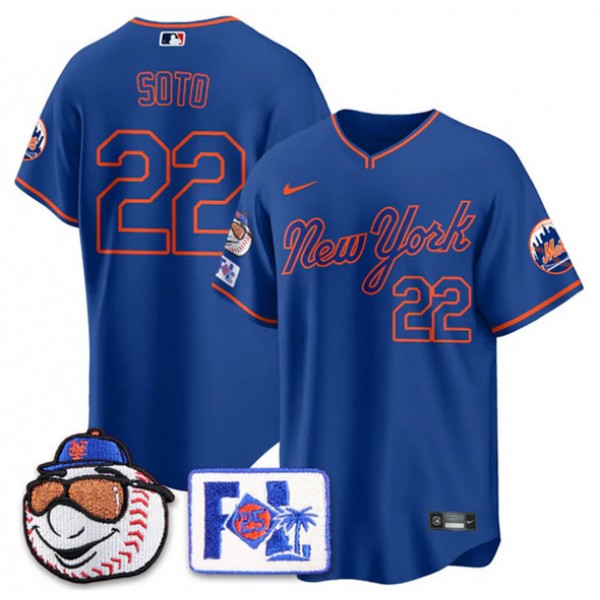 New York Mets #22 Juan Soto Blue Road 2025 Spring Training Stitched Jersey