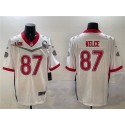 Kansas City Chiefs #87 Travis Kelce White 2025 Super Bowl LIX Patch Pro Bowl Vapor Limited Stitched Jersey