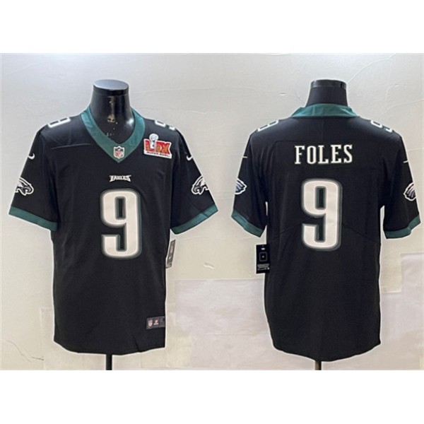 Philadelphia Eagles #9 Nick Foles Black 2025 Super Bowl LIX Patch Vapor Untouchable Limited Stitched Jersey