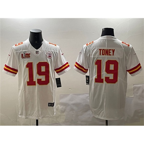 Kansas City Chiefs #19 Kadarius Toney White 2025 Super Bowl LIX Patch Vapor Untouchable Limited Stitched Jersey