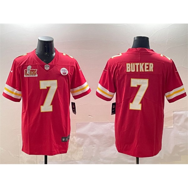 Kansas City Chiefs #7 Harrison Butker Red 2025 Super Bowl LIX Patch Vapor Untouchable Limited Stitched Jersey