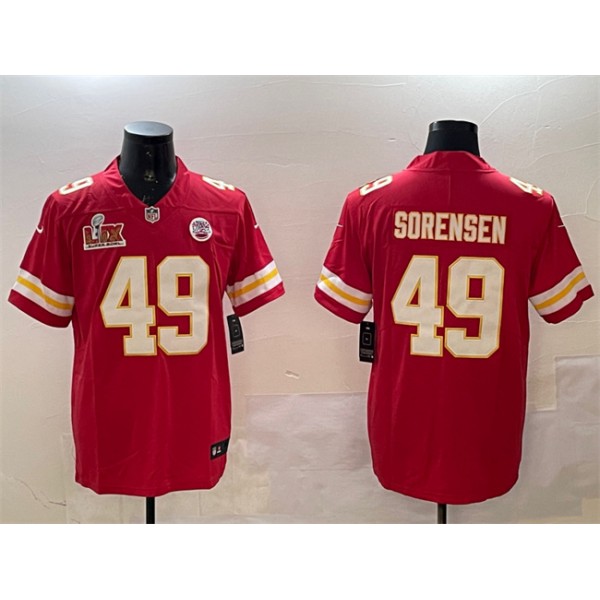 Kansas City Chiefs #49 Daniel Sorensen Red 2025 Super Bowl LIX Patch Vapor Untouchable Limited Stitched Jersey