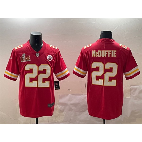 Kansas City Chiefs #22 Trent McDuffie Red 2025 Super Bowl LIX Patch Vapor Untouchable Limited Stitched Jersey