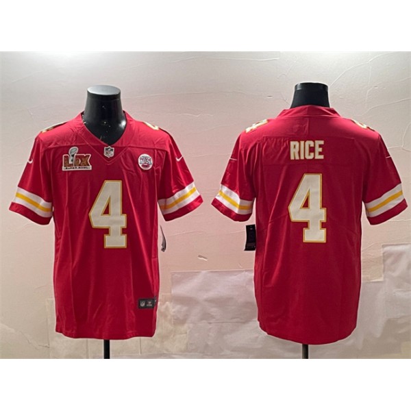 Kansas City Chiefs #4 Rashee Rice Red 2025 Super Bowl LIX Patch Vapor Untouchable Limited Stitched Jersey