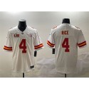 Kansas City Chiefs #4 Rashee Rice White 2025 Super Bowl LIX Patch Vapor Untouchable Limited Stitched Jersey