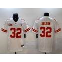 Kansas City Chiefs #32 Nick Bolton White 2025 Super Bowl LIX Patch Vapor Untouchable Limited Stitched Jersey