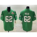 Philadelphia Eagles #62 Jason Kelce Green 2025 Super Bowl LIX Patch F.U.S.E. Throwback Vapor Untouchable Limited Stitched Jersey