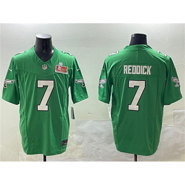 Philadelphia Eagles #7 Haason Reddick Green 2025 Super Bowl LIX Patch F.U.S.E. Throwback Vapor Untouchable Limited Stitched Jersey