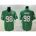 Philadelphia Eagles #98 Jalen Carter Green 2025 Super Bowl LIX Patch F.U.S.E. Throwback Vapor Untouchable Limited Stitched Jersey