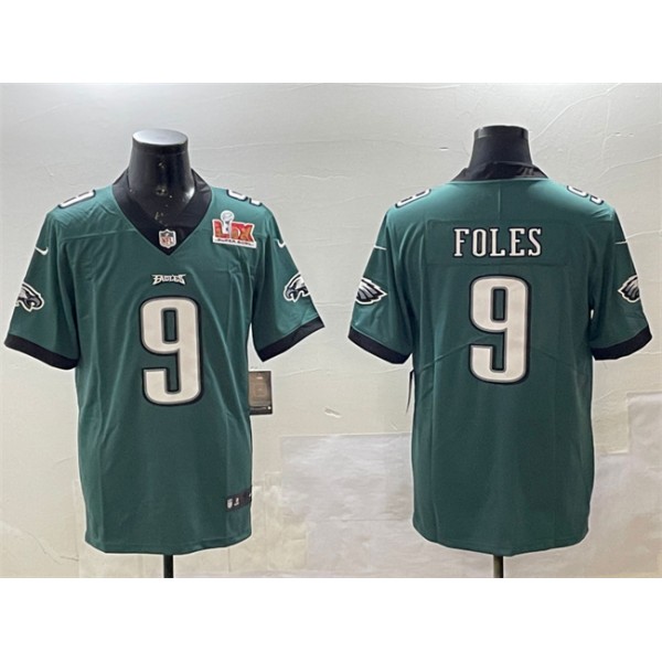 Philadelphia Eagles #9 Nick Foles Green 2025 Super Bowl LIX Patch Vapor Untouchable Limited Stitched Jersey