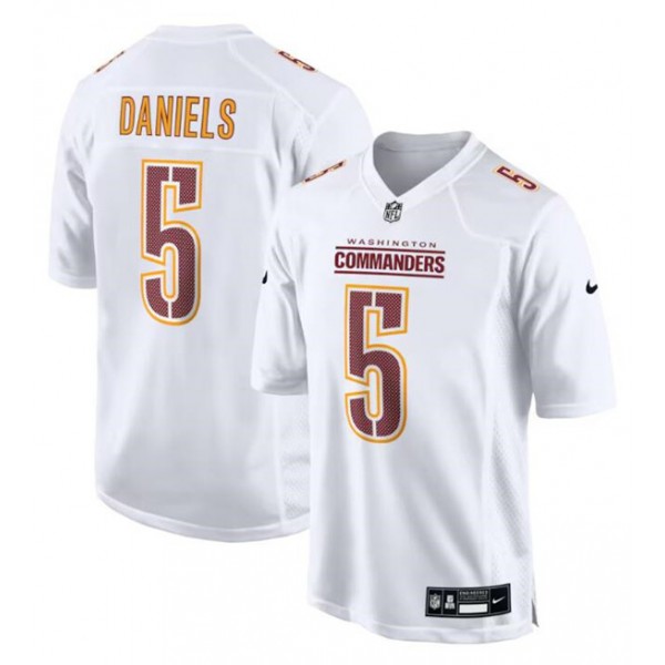 Washington Commanders #5 Jayden Daniels White Fashion Stitched Game Jersey