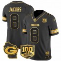 Green Bay Packers #8 Josh Jacobs Black Gold F.U.S.E. 100 Seasons With Home Patch Stitched Game Jersey