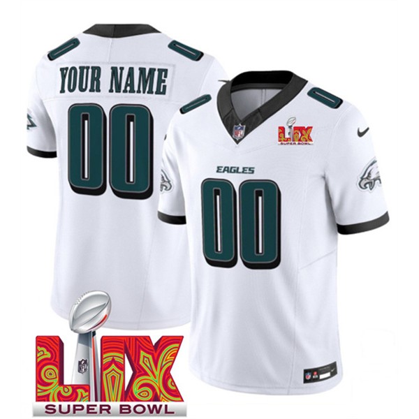 Philadelphia Eagles Custom White F.U.S.E. 2025 Super Bowl LIX Patch Vapor Untouchable Limited Stitched Jersey
