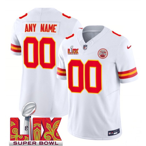 Kansas City Chiefs Custom White F.U.S.E. 2025 Super Bowl LIX Patch Vapor Untouchable Limited Stitched Jersey