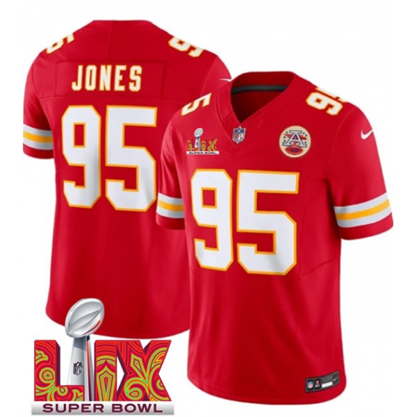 Kansas City Chiefs #95 Chris Jones Red 2025 F.U.S.E. Super Bowl LIX Patch Vapor Untouchable Limited Stitched Jersey