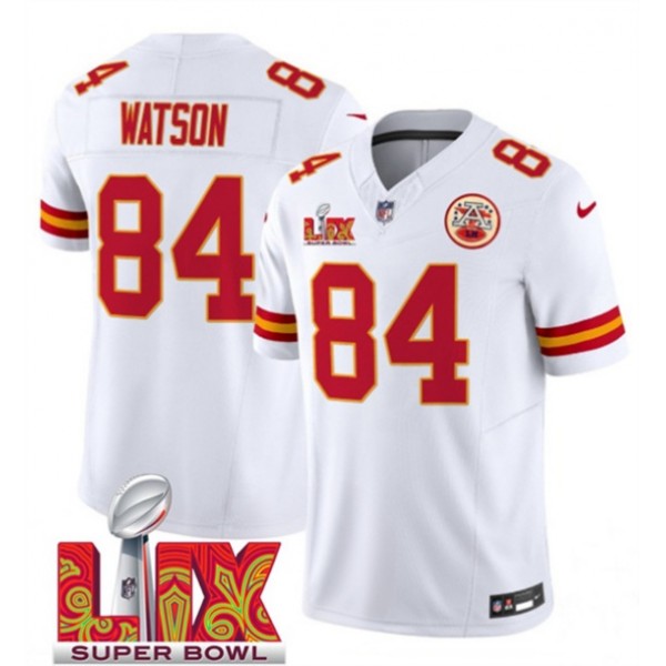Kansas City Chiefs #84 Justin Watson White 2025 F.U.S.E. Super Bowl LIX Patch Vapor Untouchable Limited Stitched Jersey
