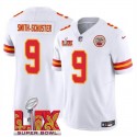 Kansas City Chiefs #9 JuJu Smith-Schuster White 2025 F.U.S.E. Super Bowl LIX Patch Vapor Untouchable Limited Stitched Jersey