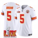 Kansas City Chiefs #5 Hollywood Brown White 2025 F.U.S.E. Super Bowl LIX Patch Vapor Untouchable Limited Stitched Jersey