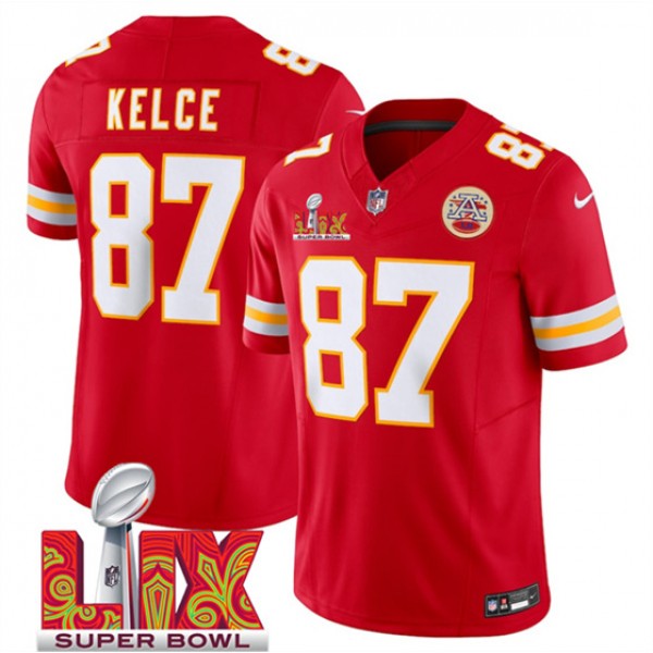 Kansas City Chiefs #87 Travis Kelce Red 2025 F.U.S.E. Super Bowl LIX Patch Vapor Untouchable Limited Stitched Jersey