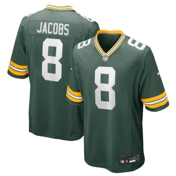 Green Bay Packers #8 Josh Jacobs Green Stitched Game Jersey