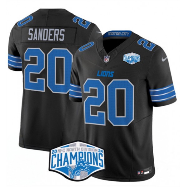 Detroit Lions #20 Barry Sanders Black 2024 NFC North Champions F.U.S.E. Vapor Limited Stitched Jersey