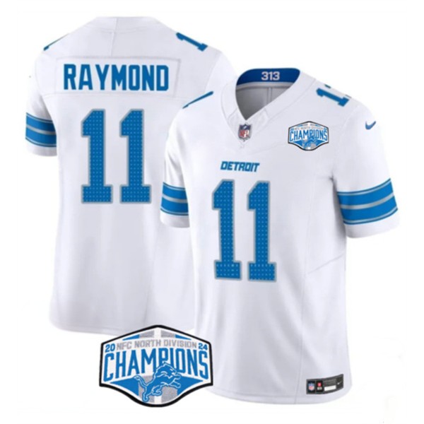 Detroit Lions #11 Kalif Raymond White 2024 NFC North Champions F.U.S.E. Vapor Limited Stitched Jersey