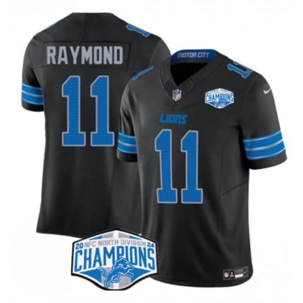 Detroit Lions #11 Kalif Raymond Black 2024 NFC North Champions F.U.S.E. Vapor Limited Stitched Jersey