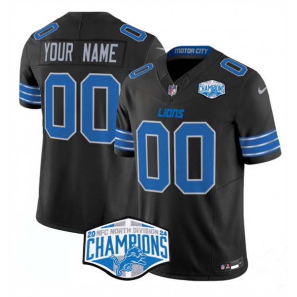 Detroit Lions Custom Black 2024 NFC North Champions F.U.S.E. Vapor Limited Stitched Jersey